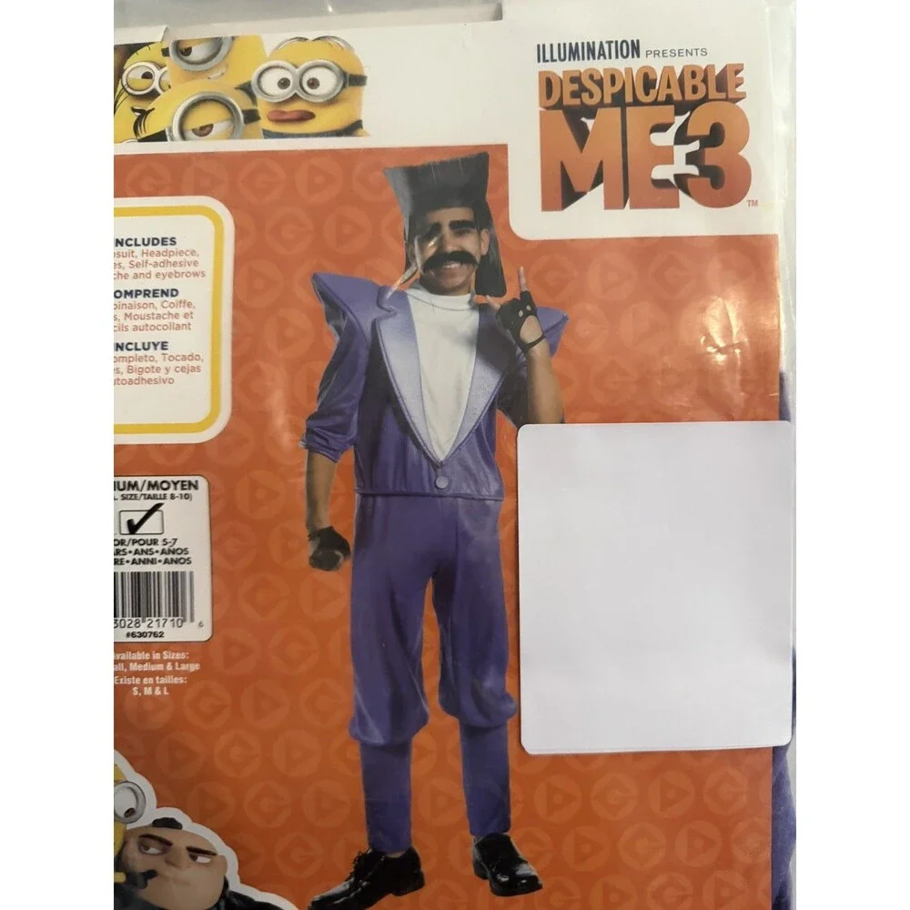 Despicable Me 3 Balthazar Bratt Costume Halloween Kids Size M 8-10 Years RARE